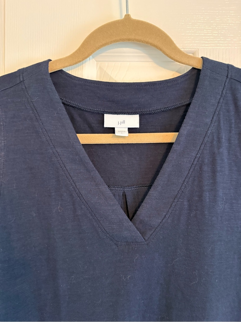 J. Jill Navy Blue Cotton Gauze V-Neck Sleeveless Tank | Women’s Large - Picture 4 of 8
